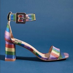 Anthropologie Bibi Lou Rainbow Block Heels